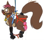 anthro balls bdsm bondage bound crossgender genitals male penis solo suffering unknown_artist prostokvashino tama-tama hybrid