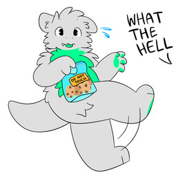 anthro biped cookie food fur green_body green_fur green_paws grey_body grey_fur male shocked solo standing stealing surprised tongue tongue_out snuffles mythology snuffles_(character) dragon mythological_creature mythological_scalie scalie hi_res