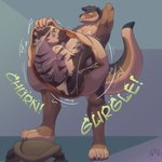 anthro body_outline digestion duo internal licking licking_lips male male_pred male_prey oral_vore rumbling_stomach tail tongue tongue_out vore caendor hyena mammal mustelid otter 1:1 hi_res