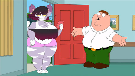 3_toes 4_fingers anthro barefoot baseboard belly belly_overhang belt belt_buckle big_breasts black_claws black_hair bored bottomwear breasts buckle cellphone claws cleavage clothed clothed_human clothed_male clothing crop_top curvy_figure door doorway duo electronics eyewear feet female female_anthro fingers footwear fully_clothed fully_clothed_human fully_clothed_male fur glasses green_bottomwear green_clothing green_pants hair half-closed_eyes highlights_(coloring) holding_object holding_phone hotpants huge_breasts huge_hips huge_thighs humor inside larger_anthro lidded_eyes looking_at_another looking_at_viewer makeup male mascara midriff narrowed_eyes navel obese obese_human obese_male off_shoulder overweight overweight_anthro overweight_female overweight_human overweight_male pants parody phone pink_bottomwear pink_clothing pink_shorts purple_body purple_fur red_highlights screencap screencap_background shirt shoes short_hair shorts size_difference sky smartphone standing style_emulation surprised thick_thighs toes topwear voluptuous wall_(structure) whiskers white_body white_fur wide_hips yellow_sclera huwon family_guy holy_crap_lois_it's_x! nintendo pokemon pearl_(huwon) peter_griffin generation_4_pokemon human mammal pokemon_(species) purugly shiny_pokemon 2023 absurd_res digital_drawing_(artwork) digital_media_(artwork) flat_colors hi_res meme
