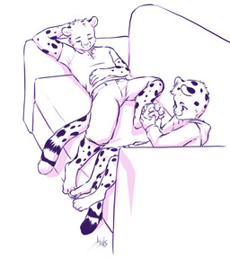 anthro clothed clothing duo eyebrows foot_rub furniture hoodie male on_sofa pawpads simple_background sofa tail topwear white_background young young_anthro young_male aogami spots_(spotthecat) cheetah felid feline mammal absurd_res hi_res monochrome father_(lore) father_and_child_(lore) father_and_son_(lore) parent_(lore) parent_and_child_(lore) parent_and_son_(lore) son_(lore)