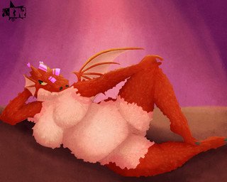 anthro belly big_breasts breasts butt female genitals hand_on_head mature_female nude pinata pubes red_body slightly_chubby slightly_chubby_female solo tan_belly vulva wings benzfur mythology animate_inanimate dragon living_pinata mythological_creature mythological_scalie scalie 5:4 absurd_res hi_res