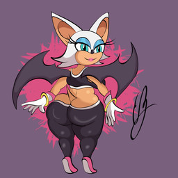 anthro big_butt bra breasts butt clothed clothing eyeshadow female gloves handwear makeup membrane_(anatomy) membranous_wings simple_background smile solo sports_bra sportswear underwear wide_hips wings eddiebrije sega sonic_the_hedgehog_(series) rouge_the_bat bat mammal 1:1 absurd_res hi_res