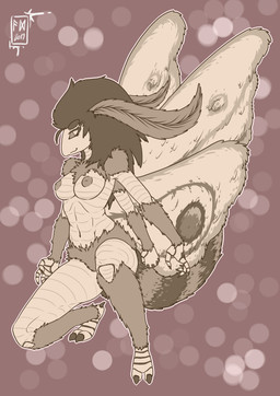 4_arms antennae_(anatomy) anthro breasts female multi_arm multi_limb nipples non-mammal_breasts nude solo wings munsu89 arthropod insect lepidopteran moth absurd_res hi_res