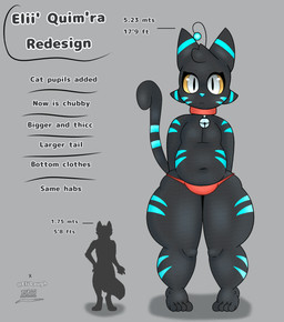 4_toes anthro bell bell_collar big_butt black_body black_eyes black_skin blue_body blue_skin bottomwear butt clothing collar comparing description duo feet front_view glistening glistening_body grey_background huge_butt huge_hips huge_thighs humanoid_feet male plantigrade pupils red_bottomwear red_clothing red_collar scales simple_background size_difference slightly_chubby slit_pupils text thick_thighs toes white_eyes wide_hips yellow_sclera elieli0301 elii'_quim'ra alien anglerfish aquatic domestic_cat felid feline felis fish humanoid mammal shark absurd_res english_text hi_res model_sheet