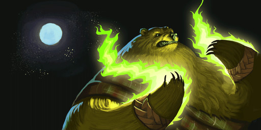 5_fingers anthro black_claws black_eyes black_gums black_nose black_sky brown_body brown_fur brown_sash brown_wristband claws clothing elemental_manipulation fingers fire fire_manipulation fur furrowed_eyebrows gums light long_claws low-angle_view magic_user male male_anthro moon multicolored_body multicolored_fur night outside pattern_clothing plaid plaid_clothing sharp_teeth sky solo teeth two_tone_body two_tone_fur jack_kirby_crosby armello league_of_geeks bear brown_bear mammal ursine 2017 2:1 animated bust_portrait colored digital_media_(artwork) english_description lighting official_art portrait shaded