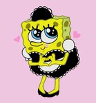 anthro clothed clothing crossdressing footwear gesture heart_gesture heart_symbol maid_uniform male shoes solo uniform dokudrinker nickelodeon spongebob_squarepants spongebob_squarepants_(character) marine sea_sponge hi_res