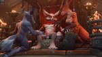 anthro balls breasts erection female fur genitals group male nipples nude penis smile tail text trio white_body white_fur toxik_enzis blizzard_entertainment warcraft canid canine fennec_fox fox mammal true_fox vulpera 16:9 3d_(artwork) digital_media_(artwork) hi_res widescreen