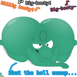 anthro big_butt bubble_butt butt butt_focus dialogue green_body huge_butt hyper hyper_butt male nude solo text 300redhun hanna-barbera space_ghost_(series) zorak_(space_ghost) alien arthropod dokarian 1:1 english_text hi_res