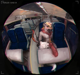 animal_genitalia animal_penis anthro big_penis bodily_fluids camera_view canine_genitalia canine_penis drooling duo embarrassed embarrassing_nudity exhibitionism fisheye_lens genitals huge_penis hyper hyper_genitalia hyper_penis knot licking male male/male nude oral penile penis penis_lick public public_nudity public_sex public_transportation saliva sex stealth_sex tongue train vehicle milkypupppy canid canine canis domestic_dog mammal absurd_res hi_res