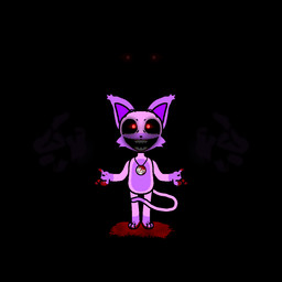 anthro blood blood_on_hand blood_splatter blood_stain bodily_fluids creepy creepy_face creepy_smile looking_at_viewer male multiple_forms pose purple_body red_eyes shadow smile solo felinefelony05 mob_entertainment poppy_playtime smiling_critters fan_character mooncat_(felinefelony05) domestic_cat felid feline felis ghost mammal spirit 1:1