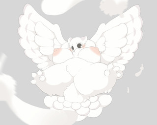 4_toes anthro areola big_breasts biped black_eyes blush breasts claws eyebrows eyelashes feathers featureless_crotch feet female front_view fur grey_background huge_breasts huge_thighs looking_down low-angle_view monotone_body nipples non-mammal_breasts non-mammal_nipples nude nude_female simple_background solo tail thick_thighs toes tuft white_body white_ears white_feathers white_tail wide_hips white_slime_(artist) avian bird owl 2025 5:4 digital_drawing_(artwork) digital_media_(artwork) hi_res