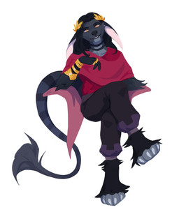accessory anthro arm_tuft barefoot black_bottomwear black_clothing black_pants bottomwear clothed clothing crossed_legs ears_down elbow_tuft feet female front_view fur glistening glistening_eyes grey_body grey_fur looking_at_viewer orange_eyes pants pivoted_ears red_clothing red_topwear simple_background sitting solo tail tail_tuft topwear tuft unsigned white_background corzh77 species_request absurd_res full-length_portrait hi_res portrait