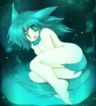 blush breasts cute_fangs fangs female forehead_gem fur gem green_body green_eyes green_fur green_hair hair looking_at_viewer nude open_mouth red_forehead_gem simple_background smile solo tail teeth noi-gren27 animal_humanoid humanoid 2010 digital_media_(artwork)