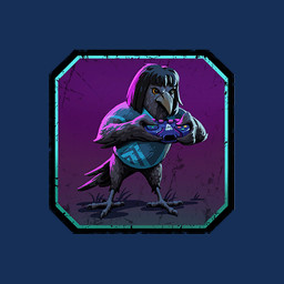 3_fingers 3_toes alternate_species anthro bangs beak beak_closed black_body black_border black_feathers black_hair black_tail black_tail_feathers black_talons blue_clothing blue_shirt blue_topwear border bottomless bottomless_anthro bottomless_female clothed clothed_anthro clothed_female clothing controller feather_hands feathers featureless_crotch feet female fingers flat_chested furrification furrowed_eyebrows gaming grey_beak hair holding_controller holding_object light medium_hair mouth_closed no_eyebrows orange_eyes playing_video_game purple_background purple_lighting semi-anthro shirt simple_background solo tail talons toes topwear unknown_artist dead_by_daylight feng_min avian bird corvid corvus_(genus) crow oscine passerine 1:1 2026 alpha_channel colored digital_drawing_(artwork) digital_media_(artwork) english_description icon lighting official_art shaded