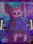 anthro big_ears biped brick_phone cellphone clothed clothing electronics female flashing_colors fur half-closed_eyes narrowed_eyes phone simple_background sitting solo spread_legs spreading tired tired_eyes underwear vaporwave epilepsy_warning homo_the_domo aggretsuko sanrio fenneko canid canine fennec_fox fox mammal true_fox 2018 2d_animation animated collage_(artwork) digital_media_(artwork) hi_res short_playtime