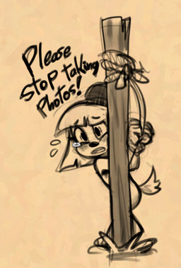 anthro bdsm biped blush blush_lines bodily_fluids bondage bound butt clothing covering covering_self dialogue embarrassed eyebrows female hair hands_tied hat hat_only headgear headgear_only headwear headwear_only hiding mostly_nude open_mouth pole restraints rope rope_bondage short_hair short_tail simple_background solo standing tail tears text young young_anthro young_female soulcentinel canid canine canis domestic_dog mammal 2026 english_text monochrome