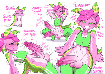 4_fingers anthro arm_support balls barbed_humanoid_penis big_penis bodily_fluids bouncing_penis breath clothed clothed_anthro clothed_male clothing cropped_tank_top crouching cum erection eyebrows eyelashes femboy fingers gender_symbol genital_fluids genitals green_body green_clothing green_ears green_eyes green_legwear green_shirt green_stockings green_tail green_tank_top green_topwear hands_behind_head heart_symbol hearts_around_head humanoid_face humanoid_genitalia humanoid_penis hybrid_genitalia hybrid_penis legwear looking_at_viewer male masturbation multicolored_body multicolored_clothing multicolored_legwear multicolored_shirt multicolored_stockings multicolored_tail multicolored_tank_top multicolored_topwear narrowed_eyes navel onomatopoeia panting penile penile_masturbation penile_spines penis pink_balls pink_body pink_eyebrows pink_penis pink_pseudo_hair pink_tail pink_text pseudo_hair saliva shirt short_pseudo_hair simple_background sitting small_waist smile solo sound_effects spitting spitting_on_own_penis spitting_on_penis spitting_on_self stockings symbol tail tank_top teeth text topwear two_tone_clothing two_tone_legwear two_tone_shirt two_tone_stockings two_tone_tank_top two_tone_topwear white_background white_body white_clothing white_legwear white_shirt white_stockings white_tail white_tank_top white_topwear wide_hips yellow_body yellow_sclera yellow_tail lech_lewds slug_(lech_lewds) gastropod mollusk slug 2026 absurd_res english_text hi_res