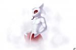 anthro biped forked_tongue fur half-closed_eyes male narrowed_eyes navel simple_background smile solo standing tongue tongue_out towel wet white_body white_fur coszcatl felid fish hybrid mammal marine shark