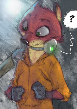 anthro arms_tied bound chain chained clothed clothing collar cuff_(restraint) duo female fully_clothed green_eyes hand_on_shoulder handcuffs inmates_clothing jumpsuit male metal_cuffs orange_jumpsuit prison_uniform prisoner question_mark restrained restraints shackles shock_collar solo_focus submissive submissive_male monoflax disney zistopia zootopia judy_hopps nick_wilde canid canine fox lagomorph leporid mammal rabbit red_fox true_fox 2017 colored hi_res