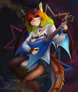 anthro biped clothed clothing electric_guitar female guitar horn music music_player musical_instrument plucked_string_instrument solo string_instrument tail three-quarter_view wings murfa flying_v gibson mythology dragon mythological_creature mythological_scalie scalie digital_media_(artwork) digital_painting_(artwork) hi_res painting_(artwork) portrait shaded soft_shading three-quarter_portrait