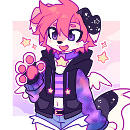 4_fingers anthro bangs black_markings black_nose bottomwear clothed clothing collar cosmic_print cute_fangs eyebrows fangs femboy fingers floppy_ears fur hair male markings navel open_clothing open_mouth open_topwear pawpads pink_eyebrows pink_hair pink_markings pink_pawpads purple_collar purple_eyes short_hair shorts simple_background small_wings solo striped_crop_top tail teeth topwear white_body white_fur wings kingsillysmilez space_(kingsillysmilez) canid canine canis domestic_dog mammal 1:1 2025 colored colored_sketch digital_drawing_(artwork) digital_media_(artwork) flat_colors sketch trans_(lore) trans_man_(lore)
