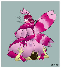 4_arms ambiguous_gender ambiguous_on_bottom anthro areola big_breasts big_butt blush border breasts brown_hair butt butt_grab claws duo facesitting female female/ambiguous female_on_top fur green_background hair hand_on_butt huge_breasts huge_butt hyper hyper_butt insect_wings interspecies larger_female mature_anthro mature_female multi_arm multi_limb nipples non-mammal_breasts non-mammal_nipples on_bottom on_top open_mouth pink_body pink_fur pink_hair pink_nipples pink_skin side_boob simple_background sitting sitting_on_another size_difference smaller_ambiguous smothering teeth text tongue white_border wings yellow_body yellow_fur sleepingeel arthropod felid insect lepidopteran mammal moth 2017 absurd_res english_text hi_res signature