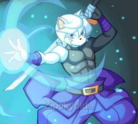 anthro holding_object holding_weapon male melee_weapon muscular muscular_male solo sword weapon white_body zipskyblue akira_(zipskyblue) felid feline mammal hi_res