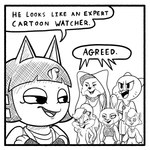 anthro black_nose bow_ribbon clothing dialogue eyelashes female group humor jewelry monotone_background necklace smile speech_bubble teeth tongue half_dime animal_crossing cartoon_network cats_don't_dance disney nintendo the_amazing_world_of_gumball tiny_toon_adventures warner_brothers white_devils_"agreed" zootopia ankha_(animal_crossing) fifi_la_fume judy_hopps maid_marian nicole_watterson sawyer_(cats_don't_dance) canid canine domestic_cat felid feline felis fox lagomorph leporid mammal mephitid rabbit skunk absurd_res hi_res meme