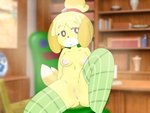 anthro female genitals looking_at_viewer nude solo mochagato animal_crossing nintendo isabelle_(animal_crossing) canid canine canis domestic_dog mammal hi_res