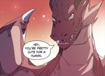 dialogue fangs feral membrane_(anatomy) membranous_wings nude solo teeth text wings merryweatherey princess_hinghoi mythology dragon mythological_creature mythological_scalie scalie english_text hi_res