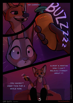 anthro bed bedroom bedroom_eyes blush blush_lines clothing dialogue duo embarrassed female fur furniture grey_body grey_fur male male/female narrowed_eyes orange_body orange_fur seductive sex_toy smile underwear vibrator wide_eyed twelvenine disney zootopia judy_hopps nick_wilde canid canine fox lagomorph leporid mammal rabbit red_fox true_fox absurd_res comic digital_media_(artwork) hi_res unavailable_at_source