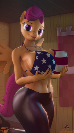 american_flag american_flag_bikini anthro anthrofied athletic athletic_anthro athletic_female big_breasts bikini bikini_top black_clothing black_leggings black_legwear blue_bikini_top breasts clothed clothed_anthro clothed_female clothing female flag_bikini fully_clothed fully_clothed_anthro fully_clothed_female hair holding_breast huge_breasts leggings legwear looking_at_viewer nipple_outline orange_body pattern_bikini pattern_clothing pattern_swimwear pink_eyes pink_hair pink_tail red_bikini_top side_boob solo star star_polygon star_print string_bikini striped_bikini striped_clothing striped_swimwear stripes swimwear tail two-piece_swimsuit united_states_of_america white_bikini_top wings foxventus friendship_is_magic hasbro my_little_pony mythology scootaloo_(mlp) equid equine mammal mythological_creature mythological_equine pegasus 3d_(artwork) 4k 9:16 absurd_res digital_media_(artwork) hi_res