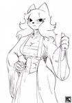 anthro big_muscles blush breasts bulk calf_muscles cleavage clothed clothing eyelashes female fmg gesture growth medium muscle_growth muscle_tone muscular navel smile solo strong_female wide_hips aurexlemandarin nine_sols red_candle_games heng_(nine_sols) animal_humanoid cat_humanoid felid felid_humanoid feline feline_humanoid humanoid mammal mammal_humanoid solarian absurd_res hi_res