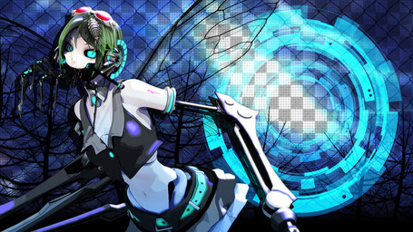 arm_tattoo belt blue_eyes bottomwear checkered checkered_background claws clothing crop_top electronics eyewear eyewear_on_head female glowing glowing_eyes goggles goggles_on_head green_hair hair headphones insect_wings looking_at_viewer machine mechanical_arm midriff not_furry_focus pattern_background shirt short_hair simple_background skirt solo tattoo topwear wings wire deino_(artist) vocaloid calne_ca megpoid_gumi arthropod crustacean humanoid isopod malacostracan robot robot_humanoid winged_humanoid 16:9 2012 3d_(artwork) autodesk_3ds_max_(artwork) blue_theme cool_colors digital_media_(artwork) widescreen