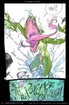 anthro erection fangs feral green_body group long_tongue male onomatopoeia open_mouth pounce sound_effects surprise_attack teeth text tongue trio mamabliss mythology snake_wildlife avian gryphon mythological_avian mythological_creature reptile scalie snake comic