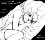 2020 anthro bed black_and_white bodily_fluids boxers_(clothing) canid canine canis clothing comic crying daniel_(hladilnik) english_text eye_bags furniture hi_res hladilnik male mammal monochrome on_bed sketch solo tears text underwear wolf