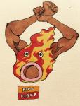 2016 5_fingers alternate_color alternate_species ambiguous_gender biceps black_eyes brown_body brown_skin brown_tongue elemental_creature english_text fakemon fingers fire firefightdex fist flexing front_view full-length_portrait gaping_mouth generation_1_pokemon hatching_(art) hi_res holding_wrist humanoid_hands lips marco_fanjul marker_(artwork) mineral_fauna mixed_media muscular muscular_ambiguous nintendo not_furry nude open_mouth pen_(artwork) pokemon pokemon_(species) portrait raised_arm shaded shadow simple_background solo text thick_lips tongue toony traditional_media_(artwork) waddling_head weepinbell white_background