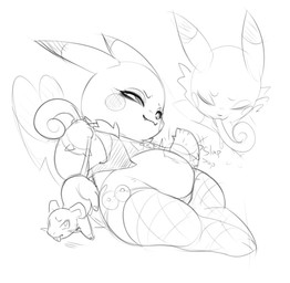 anthro fatal_vore female solo vore kekitopu nintendo pokemon rocketchu generation_1_pokemon pikachu pokemon_(species) rattata absurd_res hi_res monochrome