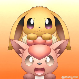 ambiguous_form ambiguous_gender duo rear_view pikatiu nintendo pokemon eevee generation_1_pokemon pokemon_(species) vulpix 1:1 tagme