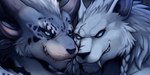 4_ears anthro braided_hair duo fangs hair horn male multi_ear scar teeth corrsk blizzard_entertainment guild_wars warcraft canid canine charr felid mammal werecanid werecreature worgen 2:1 cropped digital_media_(artwork)