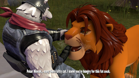 anthro anthro_on_feral bestiality blowjob_face clothed clothing duo erection feral fur genitals humanoid_genitalia humanoid_penis larger_feral larger_male male male/male male_anthro male_feral muscular muscular_male open_mouth oral penis sex size_difference smaller_anthro smaller_male text tongue white_body white_fur trashy_sfm dollymolly323_(modeler) disney epic_games fortnite the_lion_king polar_patroller simba_(the_lion_king) bear felid lion mammal pantherine polar_bear ursine 16:9 3d_(artwork) 4k absurd_res digital_media_(artwork) english_text hi_res source_filmmaker_(artwork) widescreen