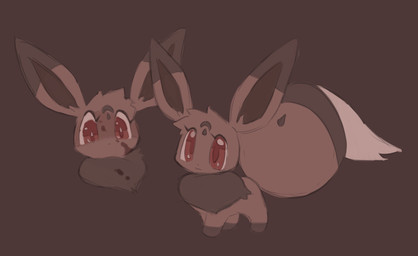 all_fours big_ears big_eyes big_tail brown_background brown_body brown_fur chest_tuft chibi ear_markings eyelashes facial_markings female feral forehead_markings fur glistening glistening_eyes head_markings head_tuft leg_markings markings red_eyes simple_background socks_(marking) solo tail tail_markings toony tuft clockstops3am conditional_dnp nintendo pokemon sin_garden rose_(labbit) eevee generation_1_pokemon pokemon_(species) 2022 hi_res