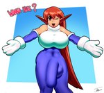 balls_outline big_breasts breasts bulge detailed_bulge genital_outline gynomorph hug huge_breasts intersex looking_at_viewer penis_outline solo tohilewd galaxy_fight sunsoft roomi humanoid absurd_res hi_res