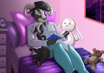 age_difference alarm_clock anthro bed biped black_body black_fur black_hair black_nose black_wool book bovid_horn caprine_horn chemise clock clothed clothing duo eyes_closed female fur furniture hair holding_object hooves horn inside larger_male loli lying lying_on_bed male night older_male on_back on_bed on_side pajamas panties pink_clothing pink_panties pink_underwear plushie ram_horn reading reading_book short_hair short_tail size_difference sky sleeping smaller_female star starry_sky tail teddy_bear underwear unguligrade white_hair wool_(fur) wool_hair young young_anthro young_female younger_female risingdragon izzy_(blubunny82) miabelle_(blubunny82) bovid caprine mammal sheep 2025 absurd_res hi_res daughter_(lore) father_(lore) father_and_child_(lore) father_and_daughter_(lore) parent_(lore) parent_and_child_(lore) parent_and_daughter_(lore)