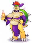 anthro breasts bulge fusion gynomorph intersex lips nipples simple_background slightly_chubby solo thick_lips white_background yellow_lips meshpet mario_and_luigi_(series) mario_bros nintendo bowletta beanish humanoid koopa scalie absurd_res hi_res