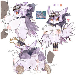 after_sex anthro anus big_breasts big_butt bodily_fluids bottomless breasts butt clothed clothing color_swatch cum cum_in_ass cum_in_vagina cum_inside disembodied_hand disembodied_penis duo ellipsis eyewear eyewear_on_head faceless_character faceless_male feathered_wings feathers feet female female_focus footwear genital_fluids genitals goggles goggles_on_head gold_bra hand_on_butt hand_on_own_butt holding_butt hood huge_breasts humanoid_genitalia humanoid_penis kemono larger_male male male/female nipple_fetish nipple_play nipple_suck nipples orange_eyes penis purple_body purple_feathers question_mark shortstack shortstack_female size_difference smaller_female socks solo_focus sucking talons toeless_footwear toeless_socks toes vulva winged_arms wings ookm duel_masters yatto_paulu avian bird human mammal owl
