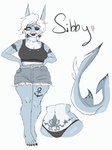 anchor_tattoo anthro bottomwear clothing cutoffs denim denim_bottomwear denim_clothing female female_symbol fish gender_symbol hi_res knot_tattoo lips marine shark shorts sibby sibbyshark solo symbol tail tattoo thick_bottom_lip thong underwear