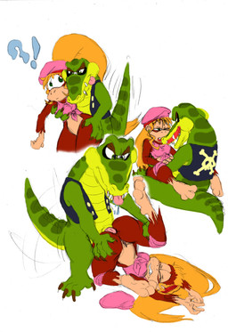 anal anal_penetration anthro bodily_fluids bottomless breasts clothed clothing duo eyes_closed female female_penetrated green_eyes hair half-closed_eyes hip_grab interrobang male male/female male_penetrating male_penetrating_female narrowed_eyes penetration questionable_consent saliva sex simple_background tail tail_motion tailwag tongue white_background shesamonkey diddy_kong_racing donkey_kong_(series) nintendo dixie_kong krunch_the_kremling alligator alligatorid ape crocodile crocodilian haplorhine kong kremling kritter_(kremling) mammal primate reptile scalie absurd_res hi_res