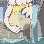 cleaning dirty fluffy fur plate sad scrubbing sponge stain water poofythedragon nintendo pokemon braixen generation_6_pokemon pokemon_(species) 1:1 absurd_res hi_res